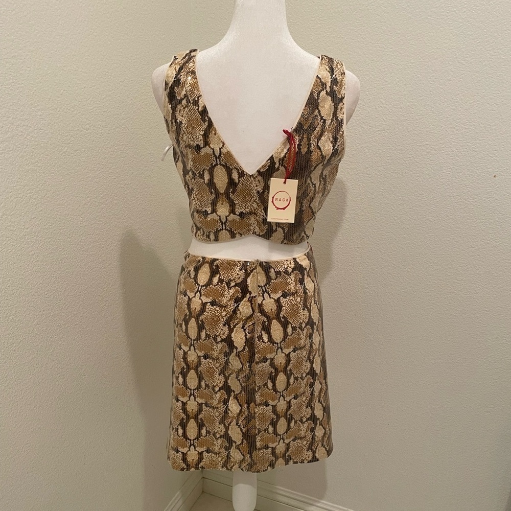 NWT RAGA Two Piece Slither Snake Print sequence set Cropped Tank & Pencil Skirt  - Picture 6 of 13
